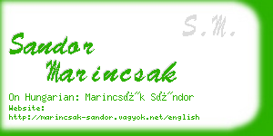 sandor marincsak business card